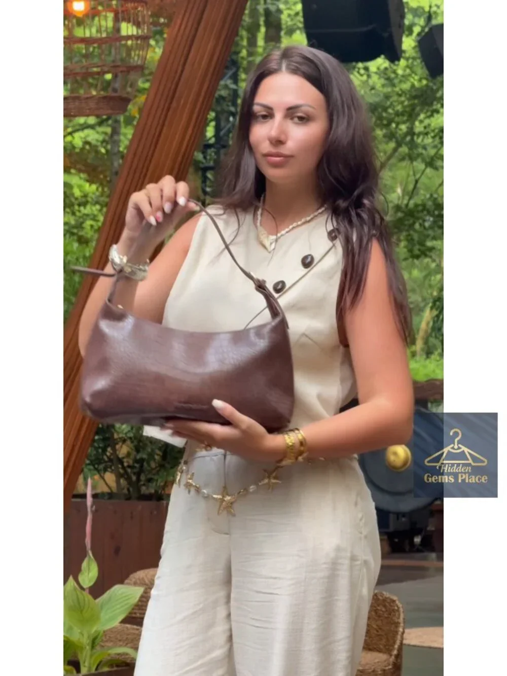 Faux Leather Crescent Hobo Bag with Adjustable Strap